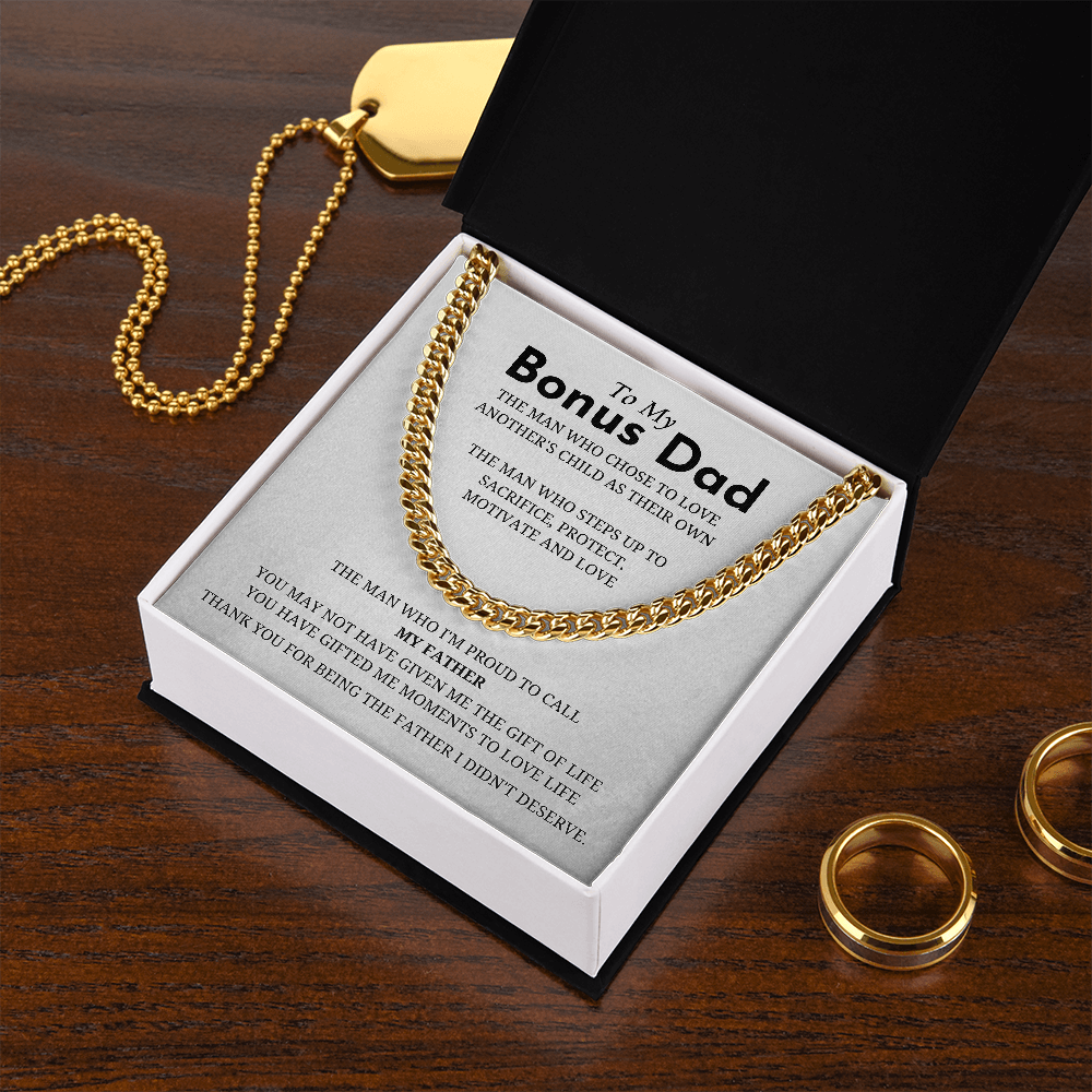 Cuban Chain Necklace Gift For Step Father - Bonus Dad