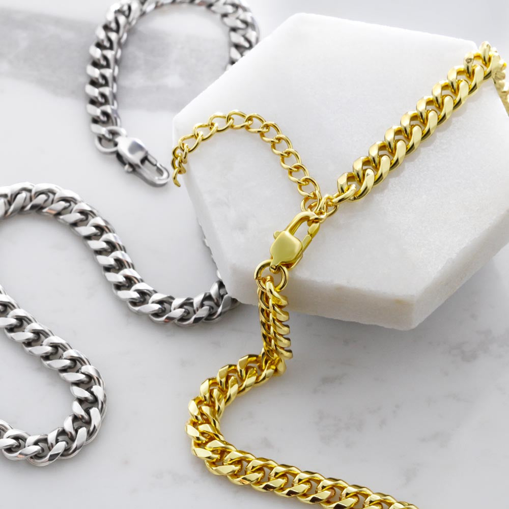 Cuban Chain Necklace Gift to Son from Parent - Valiant and Relentless Lion