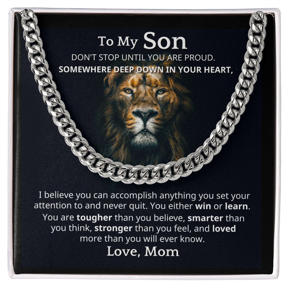 Cuban Chain Necklace Gift to Son from Mom - True and Valiant