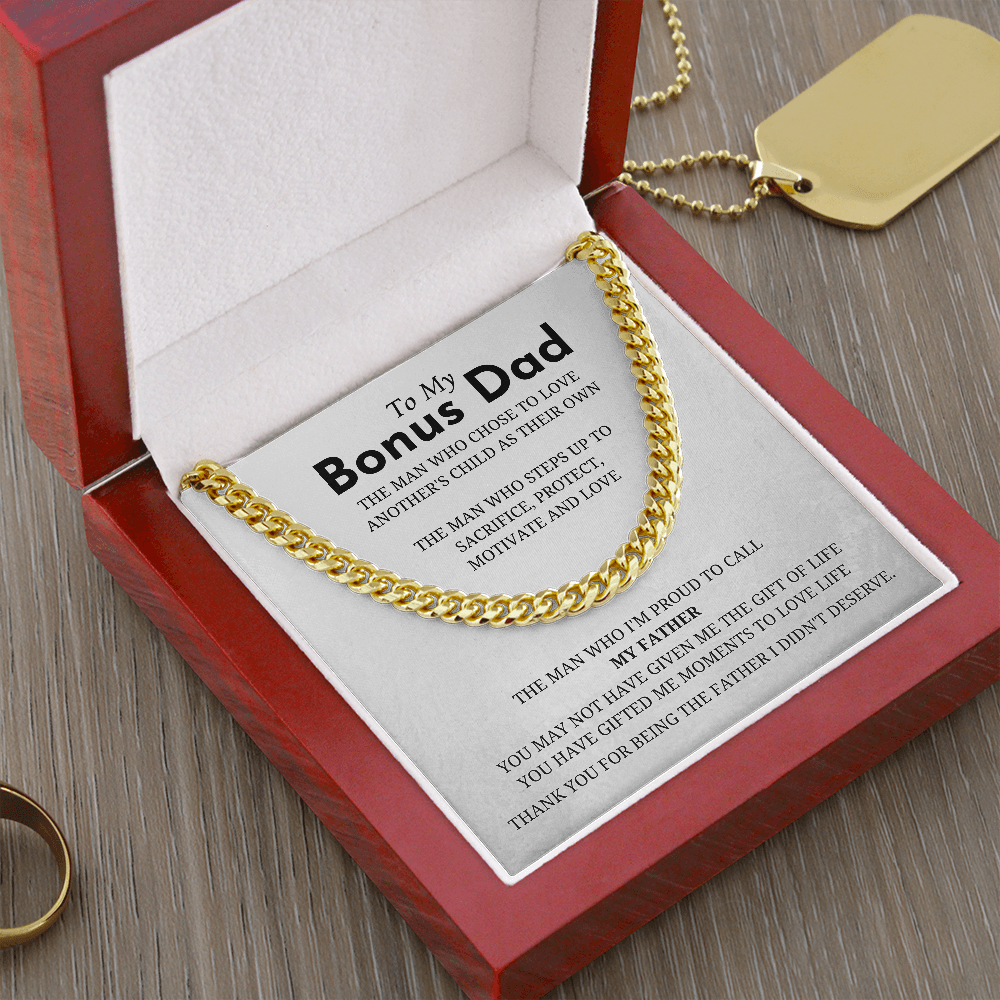 Cuban Chain Necklace Gift For Step Father - Bonus Dad