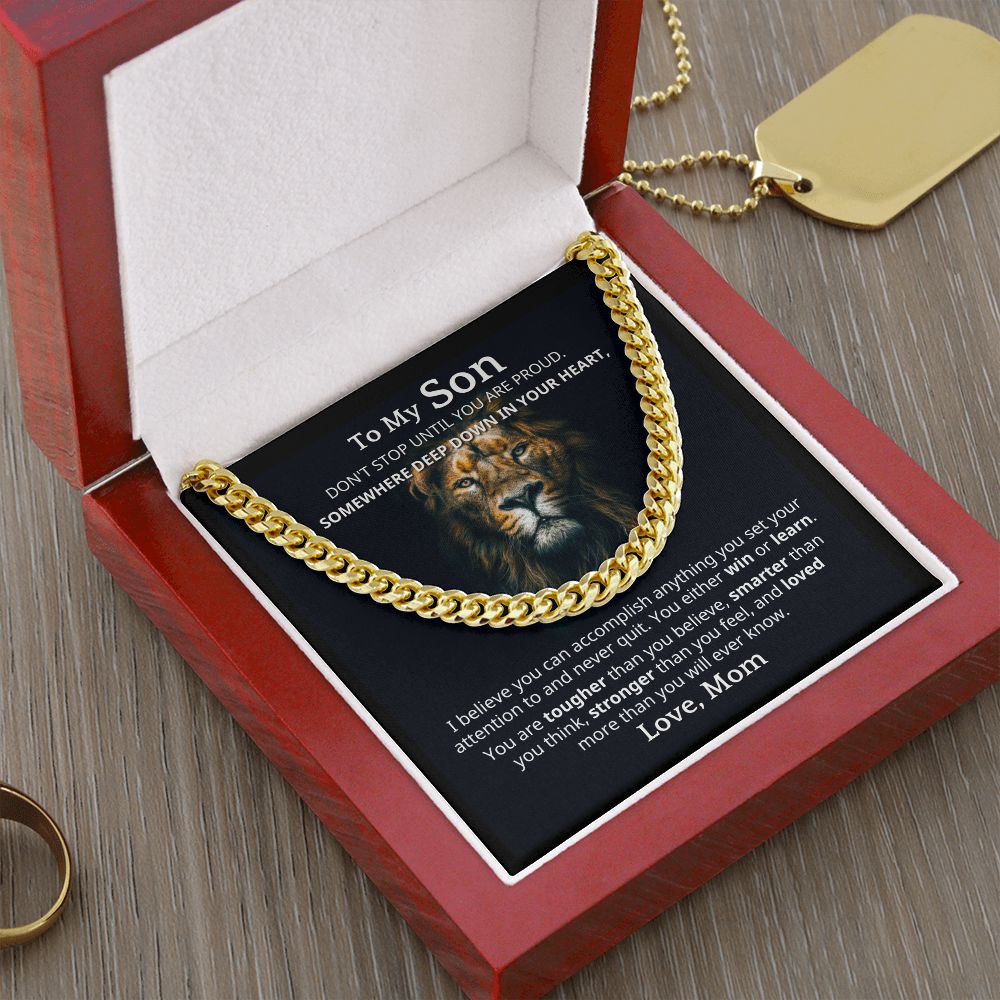 Cuban Chain Necklace Gift to Son from Mom - True and Valiant
