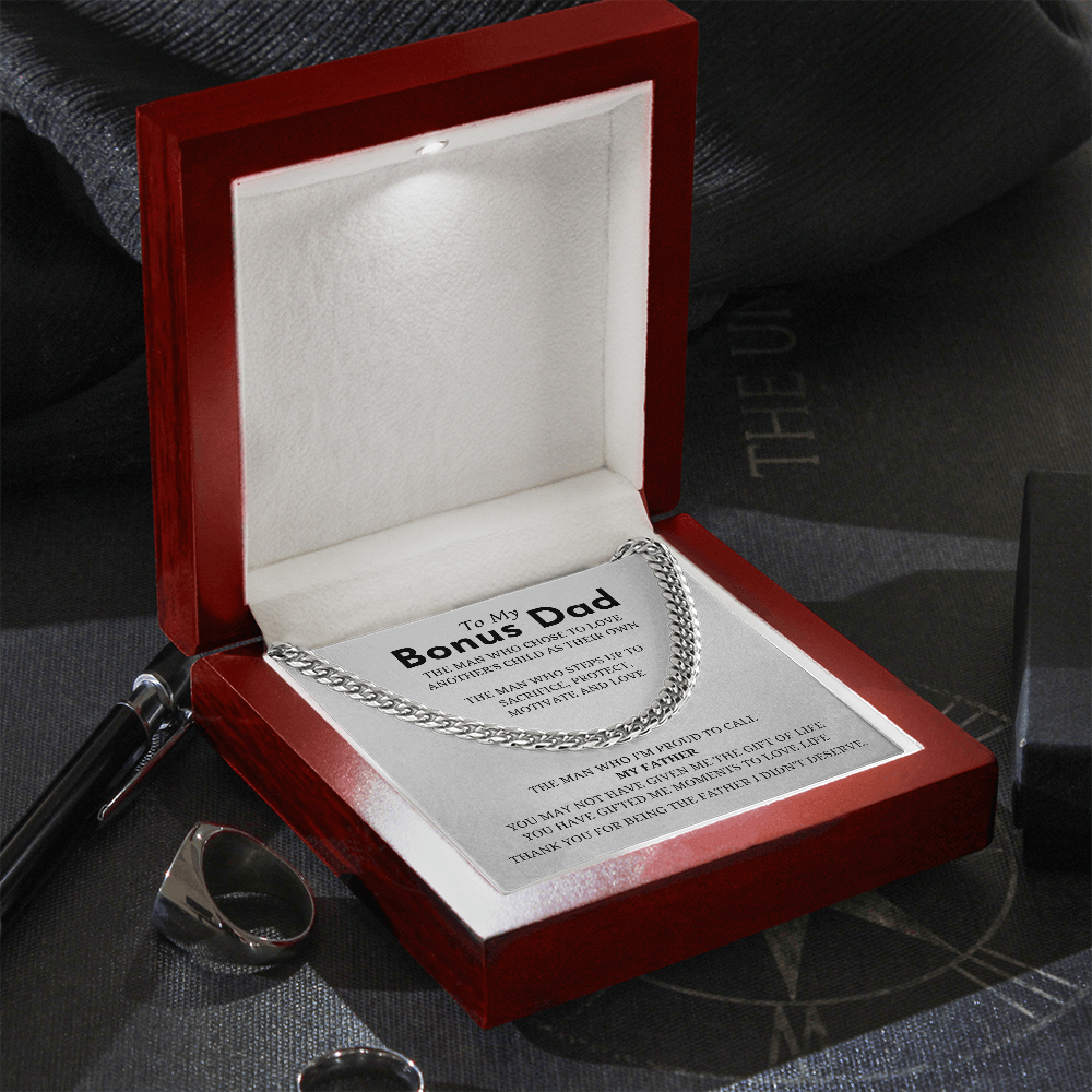 Cuban Chain Necklace Gift For Step Father - Bonus Dad