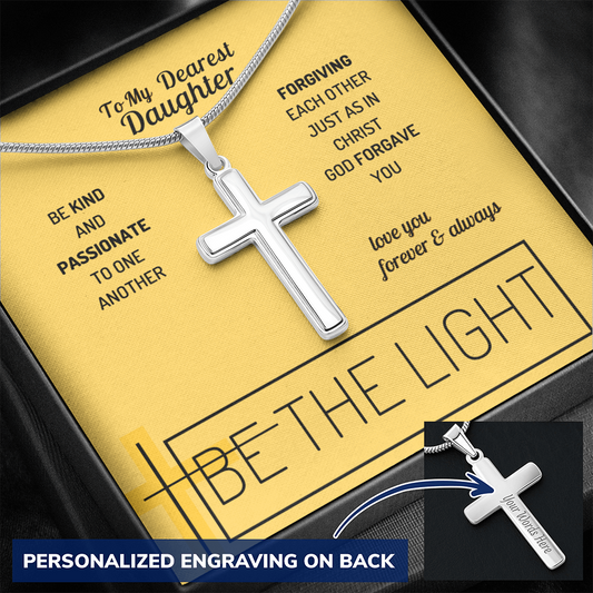 To Daughter-Be The Light Snake Cross Necklace CUSTOMIZE - My Custom Gift