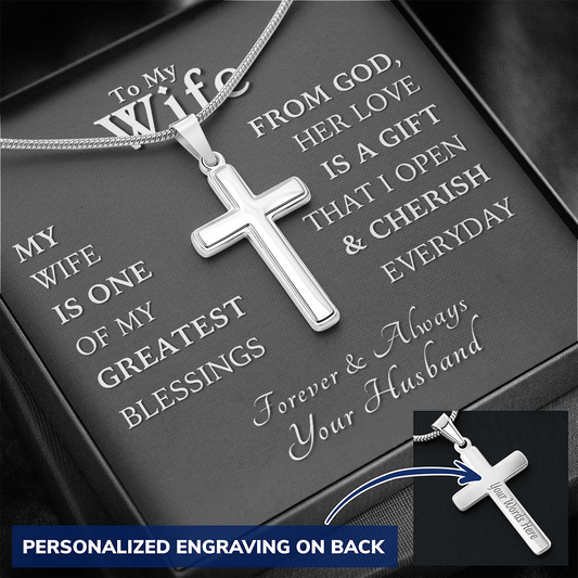 To Wife - My Blessing Snake Cross Necklace CUSTOMIZE - My Custom Gift