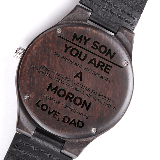 Sandalwood Wristwatch for Son - A Moron Like Dad
