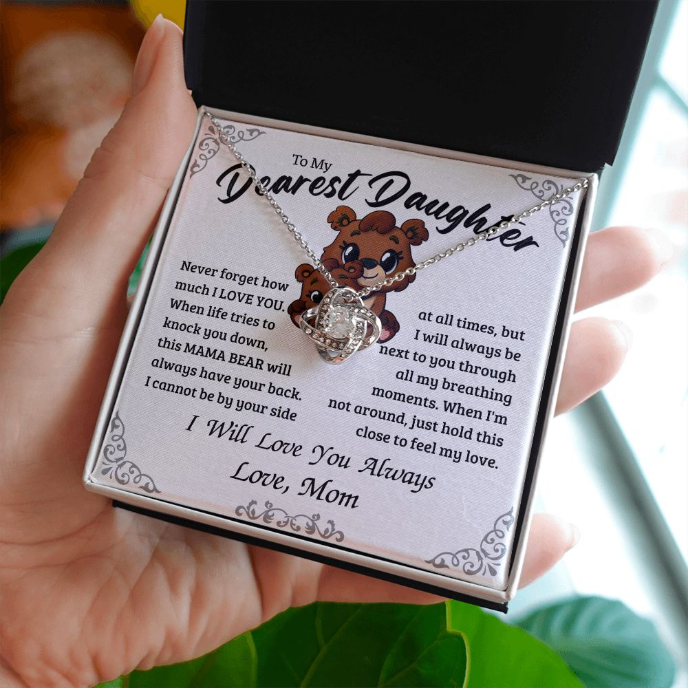 Heart Knot Necklace From Mom To Daughter - Mama Bear