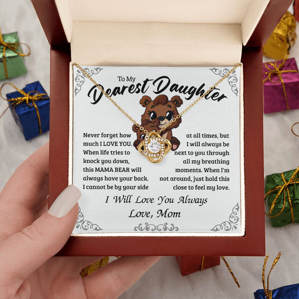 Heart Knot Necklace From Mom To Daughter - Mama Bear